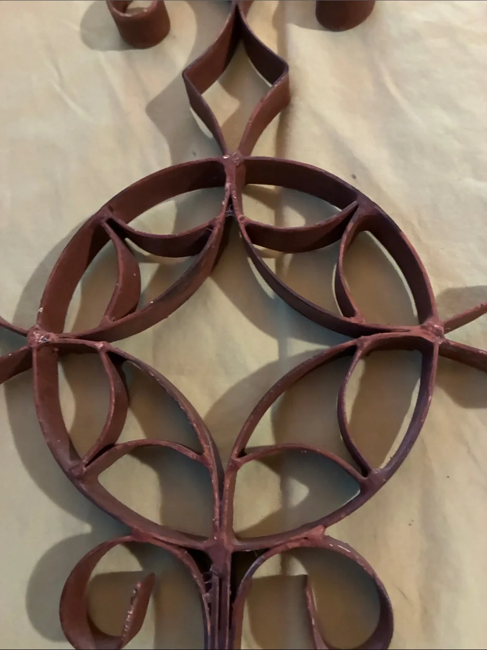 Rust Red Scrollwork Metal Wall Cross - Unbranded